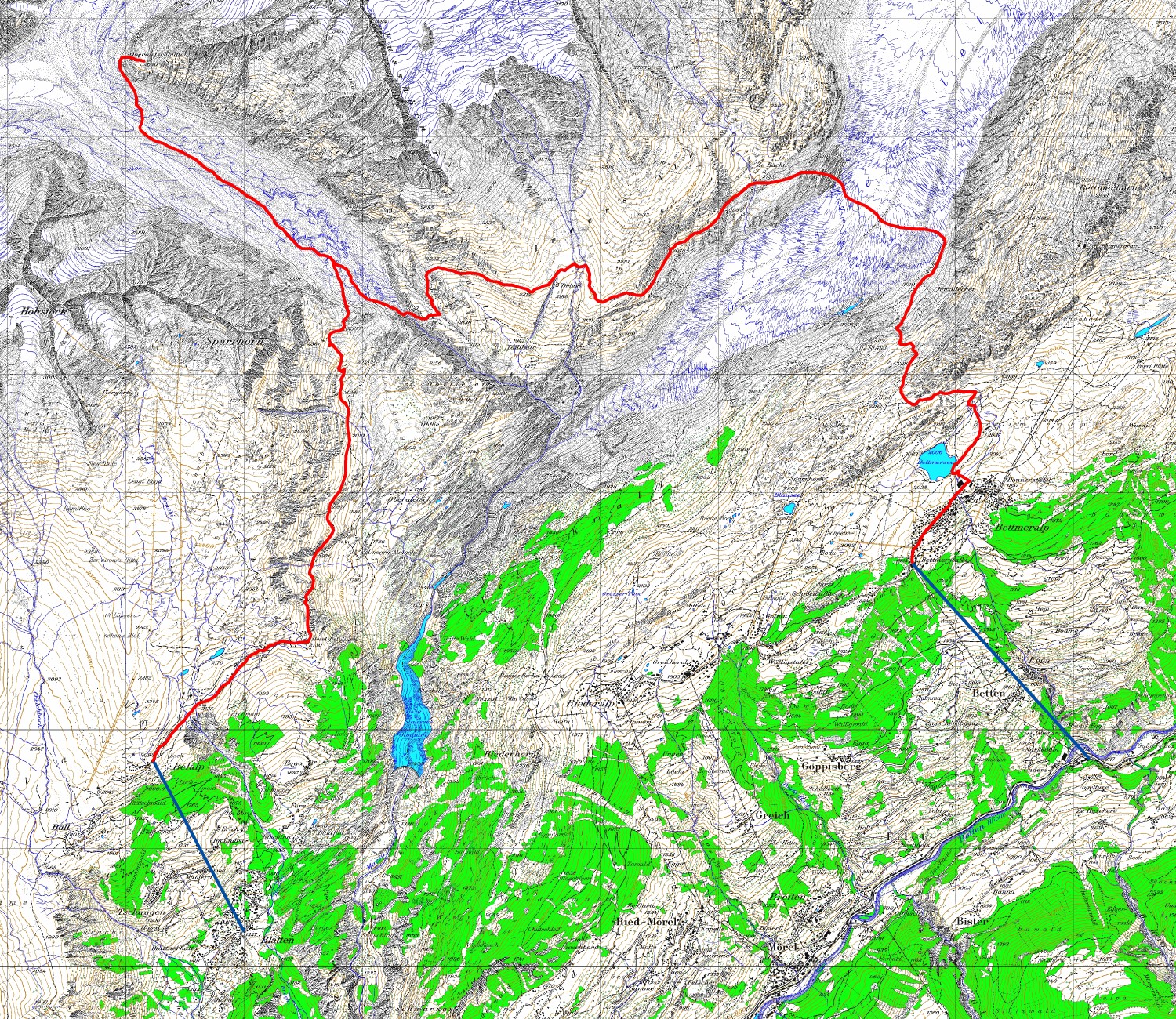 Tourenplan Aletschgletscher