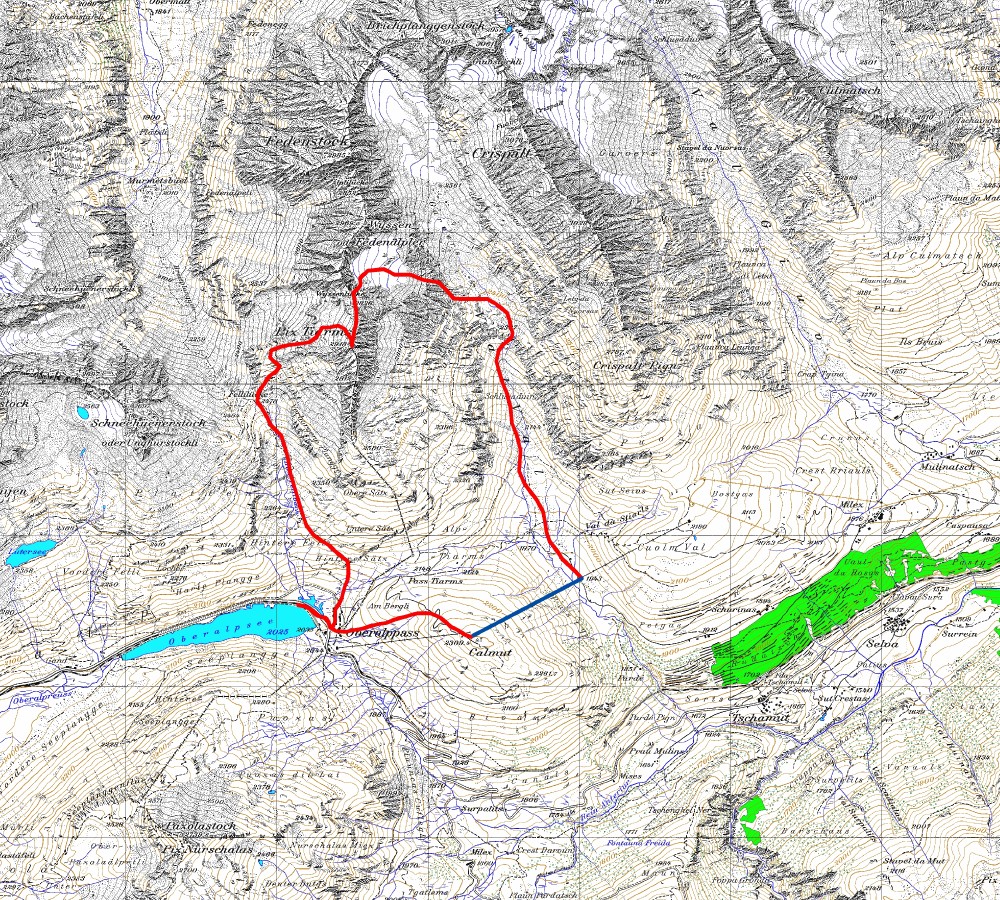 Tourenplan Piz Tiarms