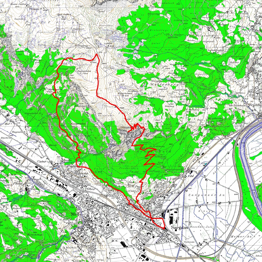Tourenplan Gonzen