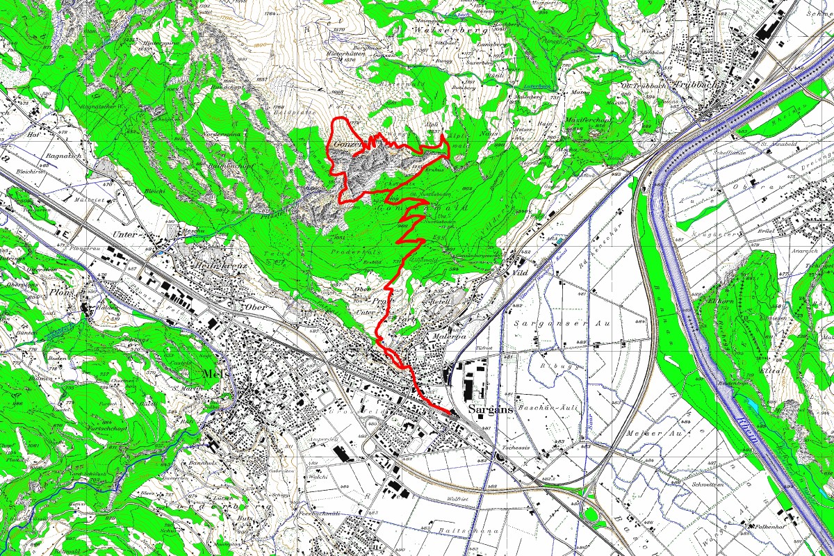 Tourenplan Gonzen zum Zweiten