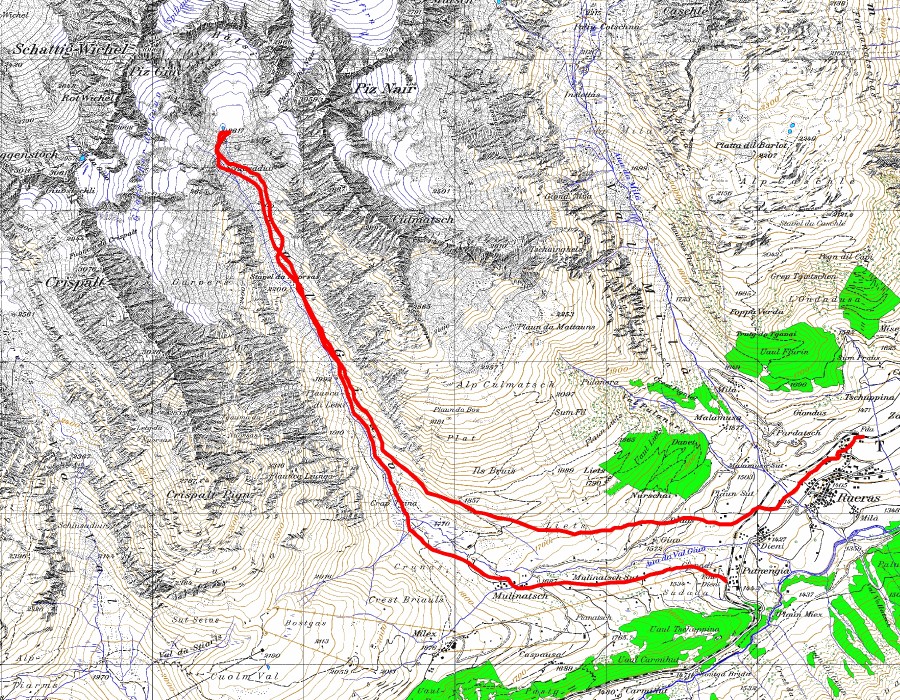 Tourenplan Piz Giuv