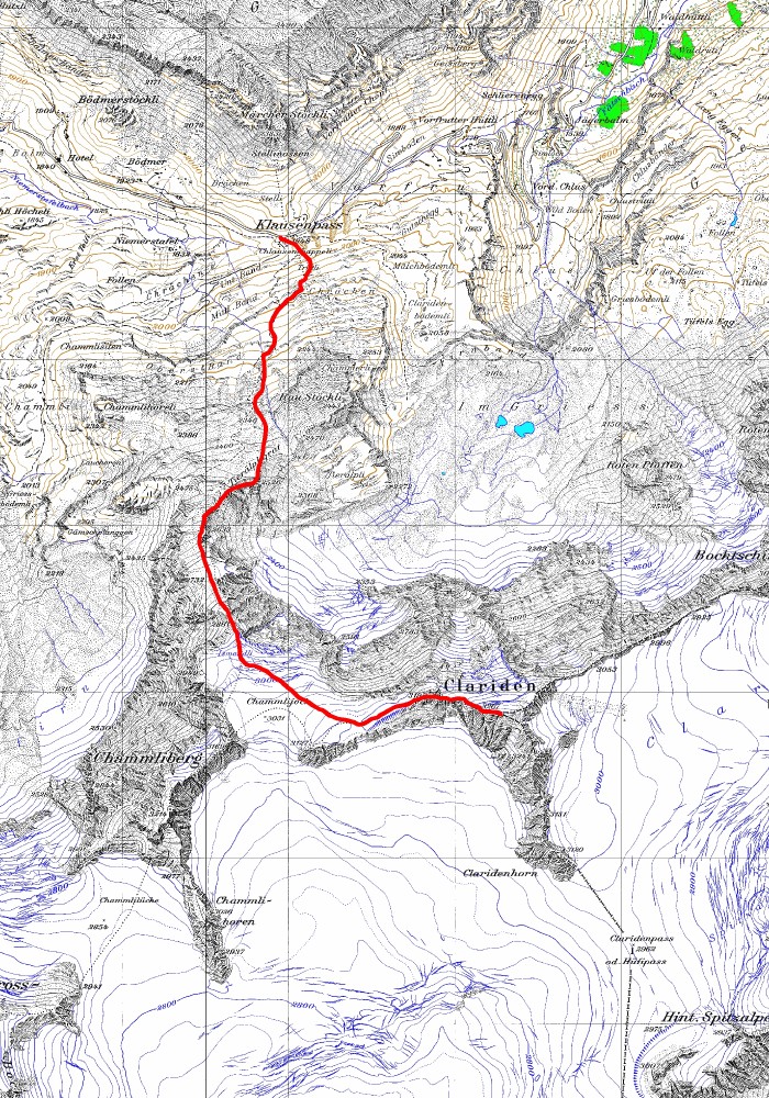 Tourenplan Clariden