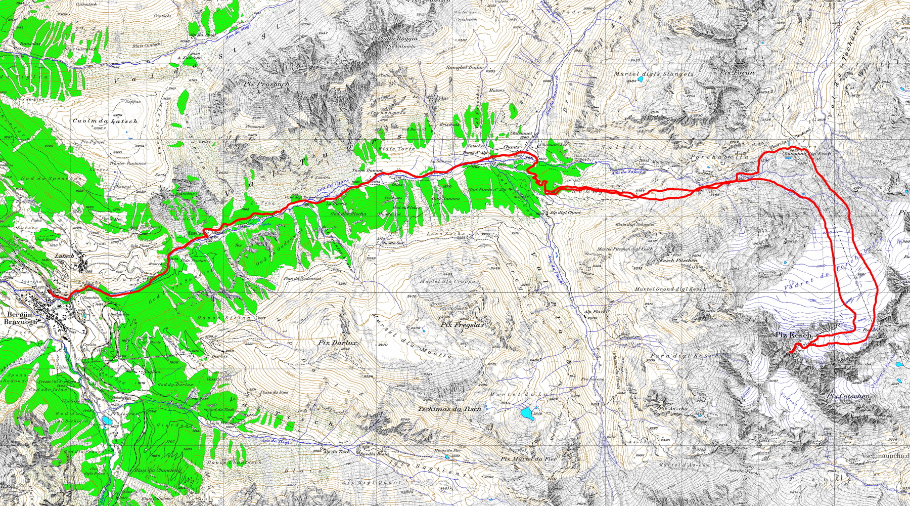 Tourenplan Piz Kesch