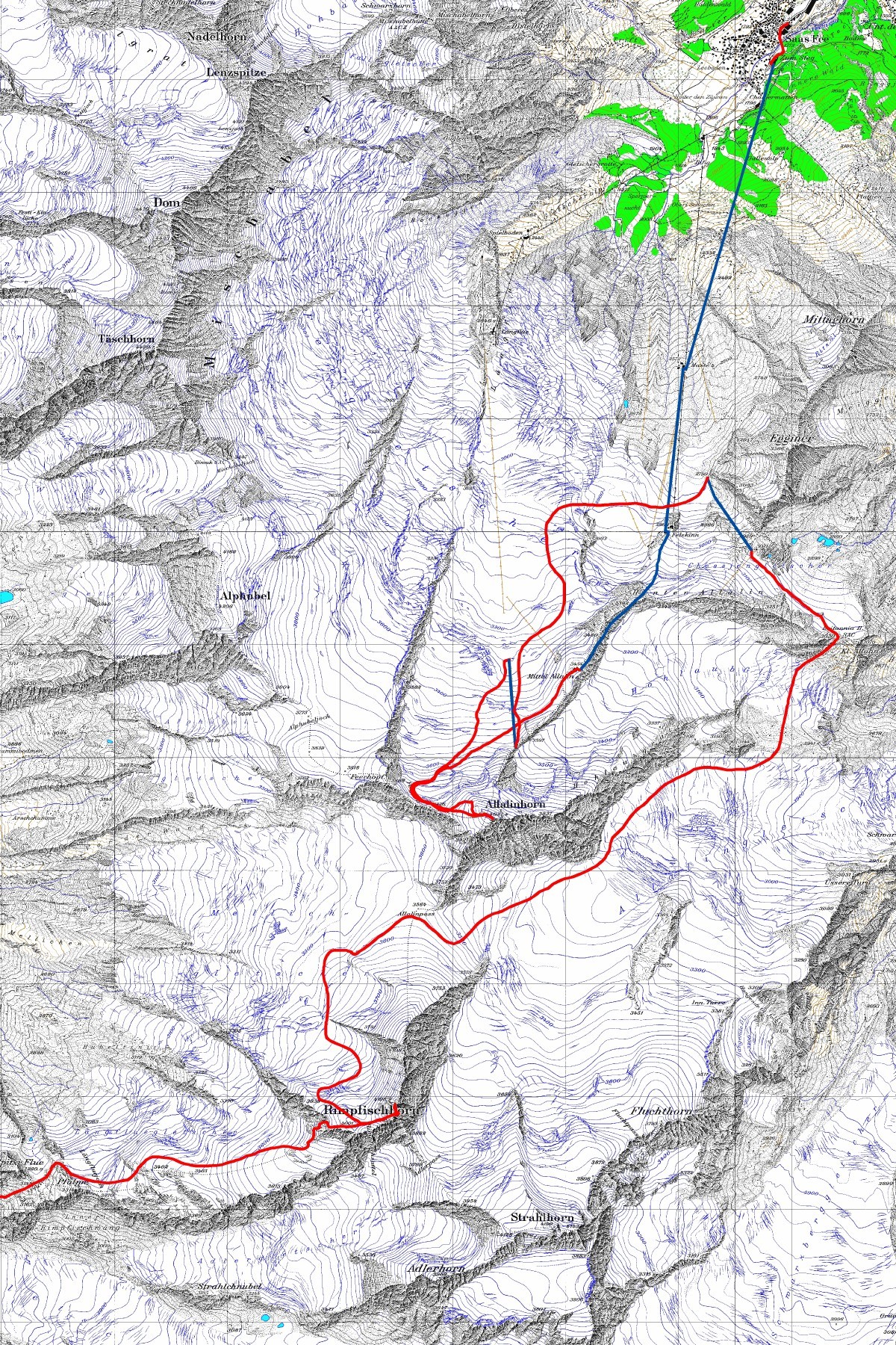 Tourenplan Rimpfischhorn