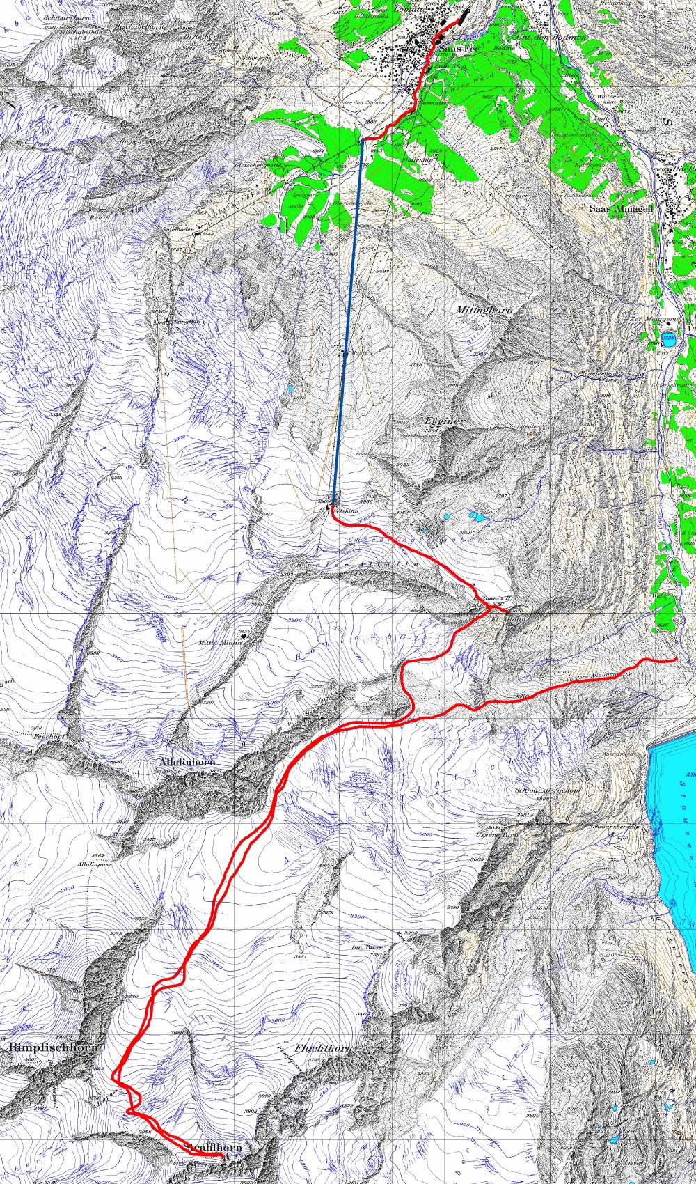 Tourenplan Strahlhorn