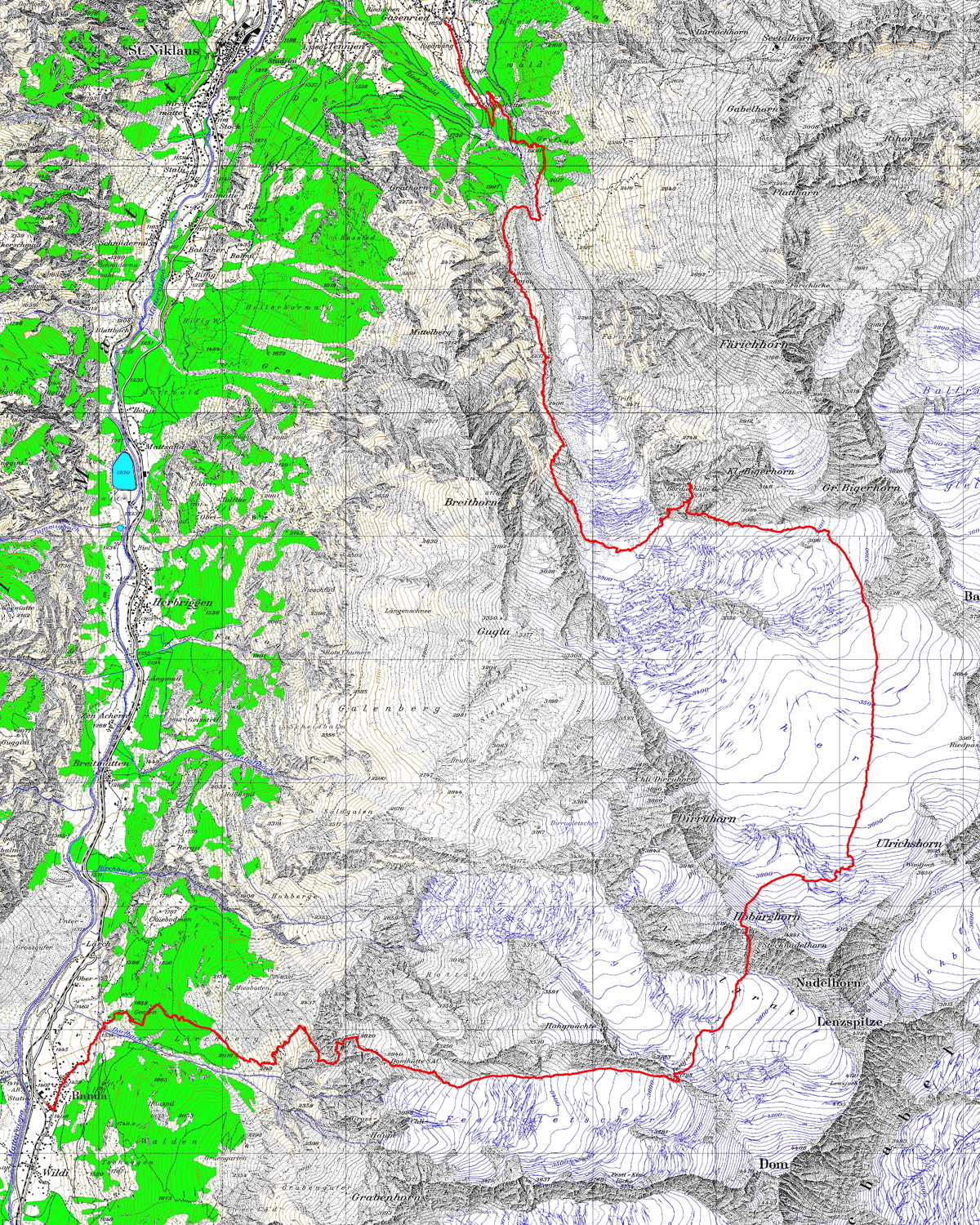 Tourenplan Nadelgrat