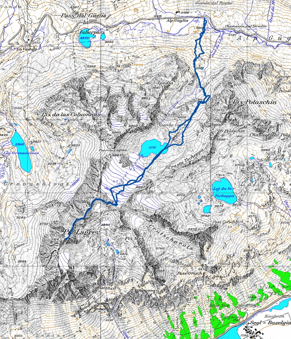 Tourenplan Piz Lagrev