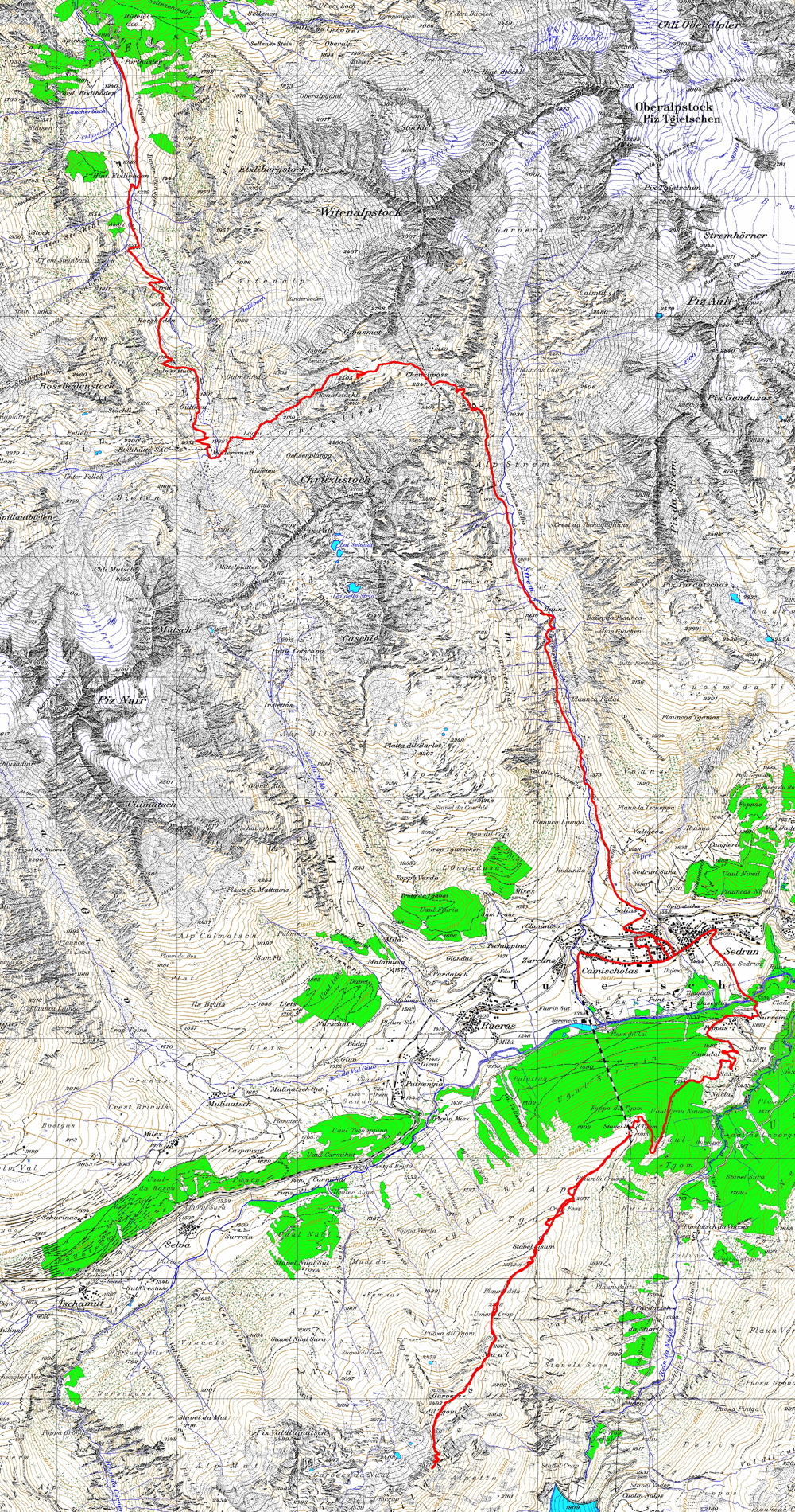 Tourenplan Sedrun