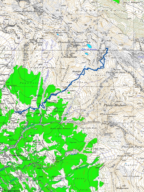 Tourenplan Pizzo Bareta