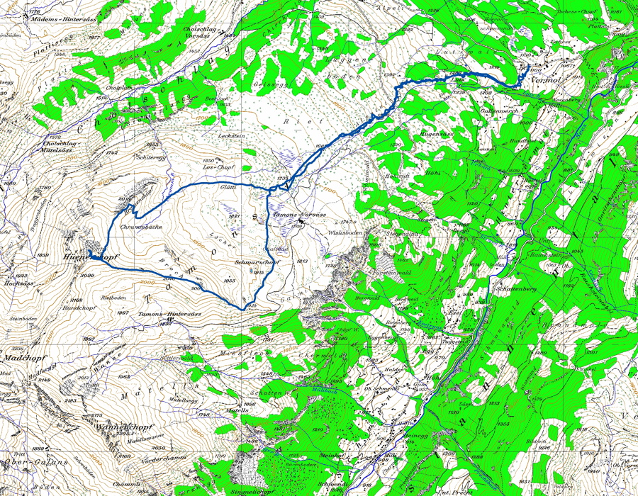Tourenplan Hüenerichopf